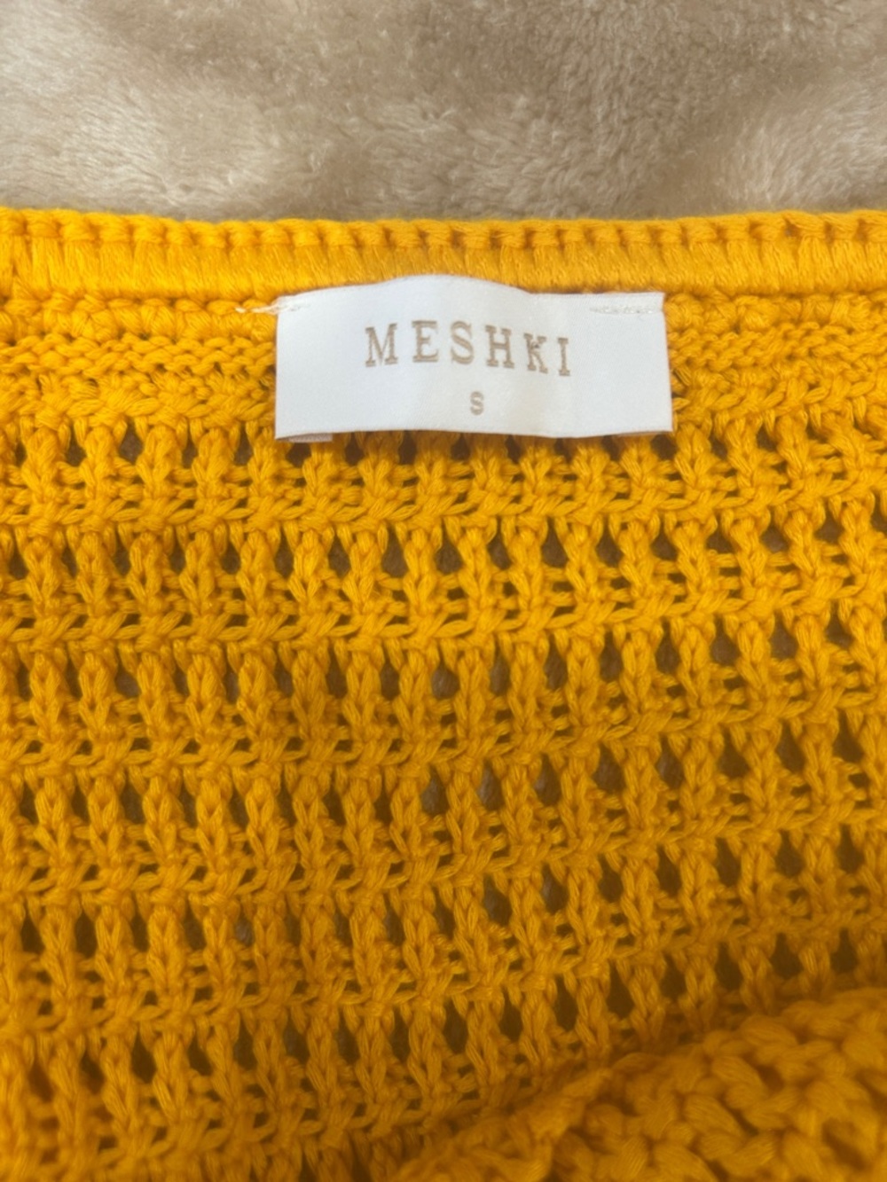 Meshki Kyla Crochet orange Halter Maxi Dress Sz small Floral Applique boho - Picture 7 of 13